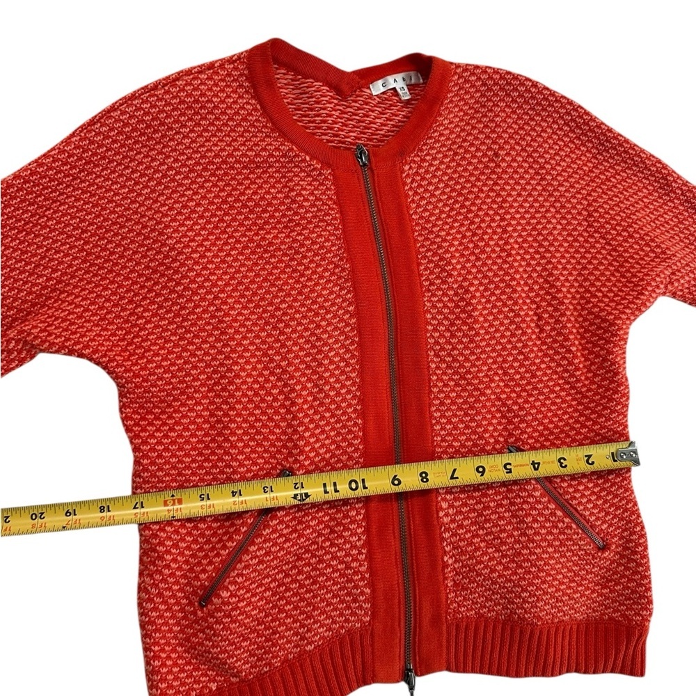 Cabi Grenadine Cocoon Full Zip Cardigan Orange Sweater  3/4 Sleeve size XS - Picture 12 of 17